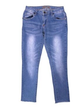 Bamboo Raw Hem Cropped Skinny Jeans Size 1 Stretch Blue Denim Ankle Jeans